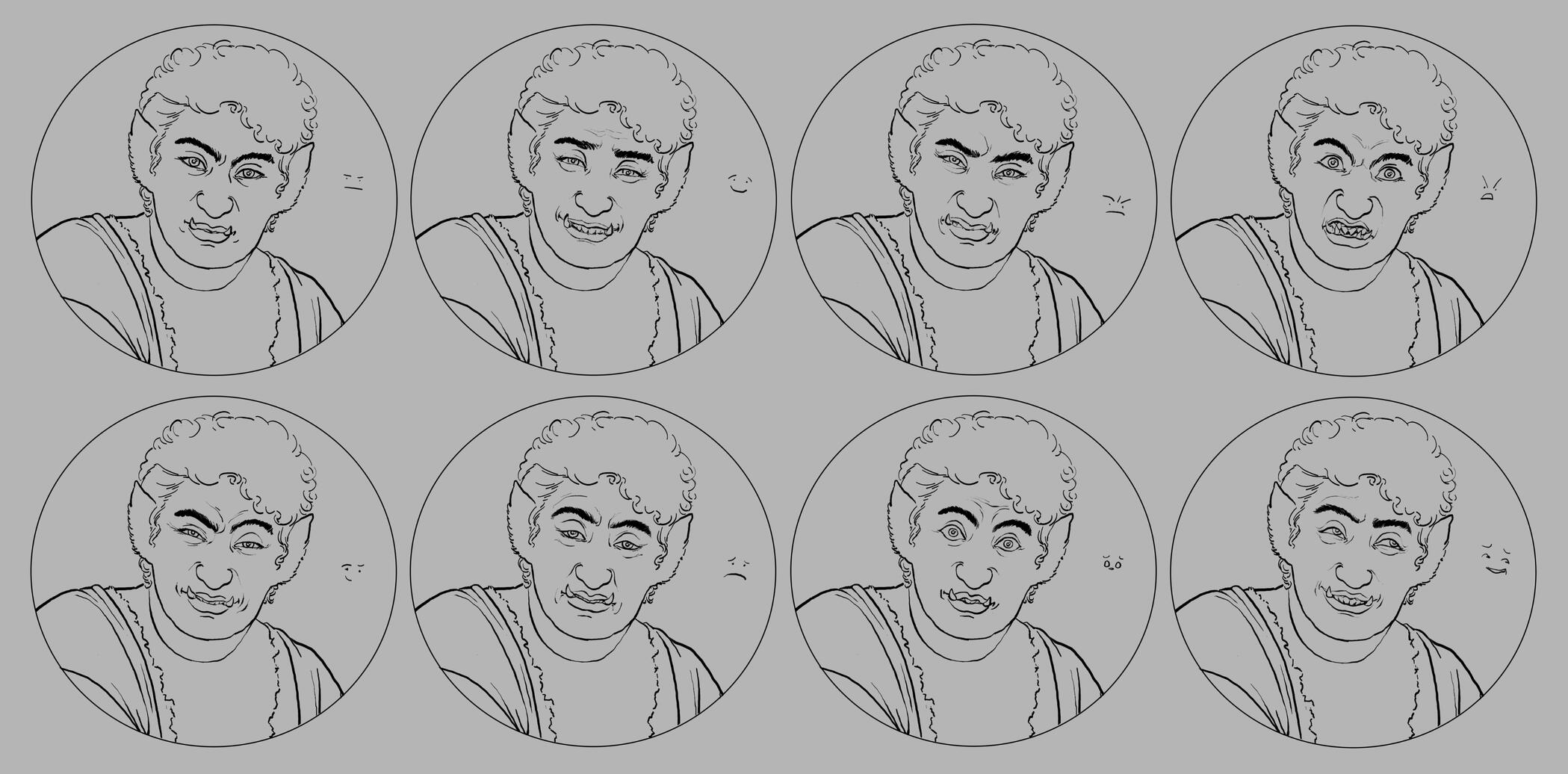 A set of character facial expressions. A set of character facial expressions.